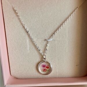 Emery & Opal Silver Necklace with Floral Pendant